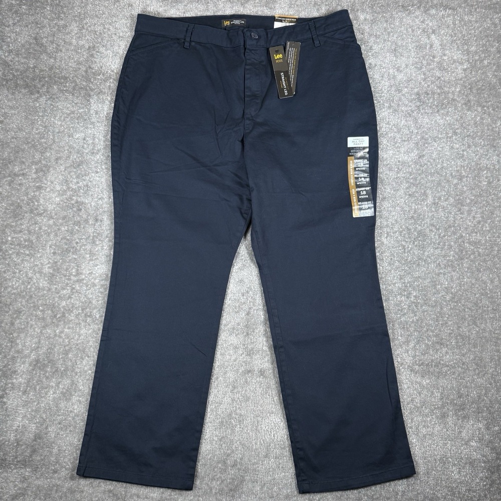 NWT Lee Pants Women's 18 Petite Blue Relaxe Fit Mid Rise Straight Leg